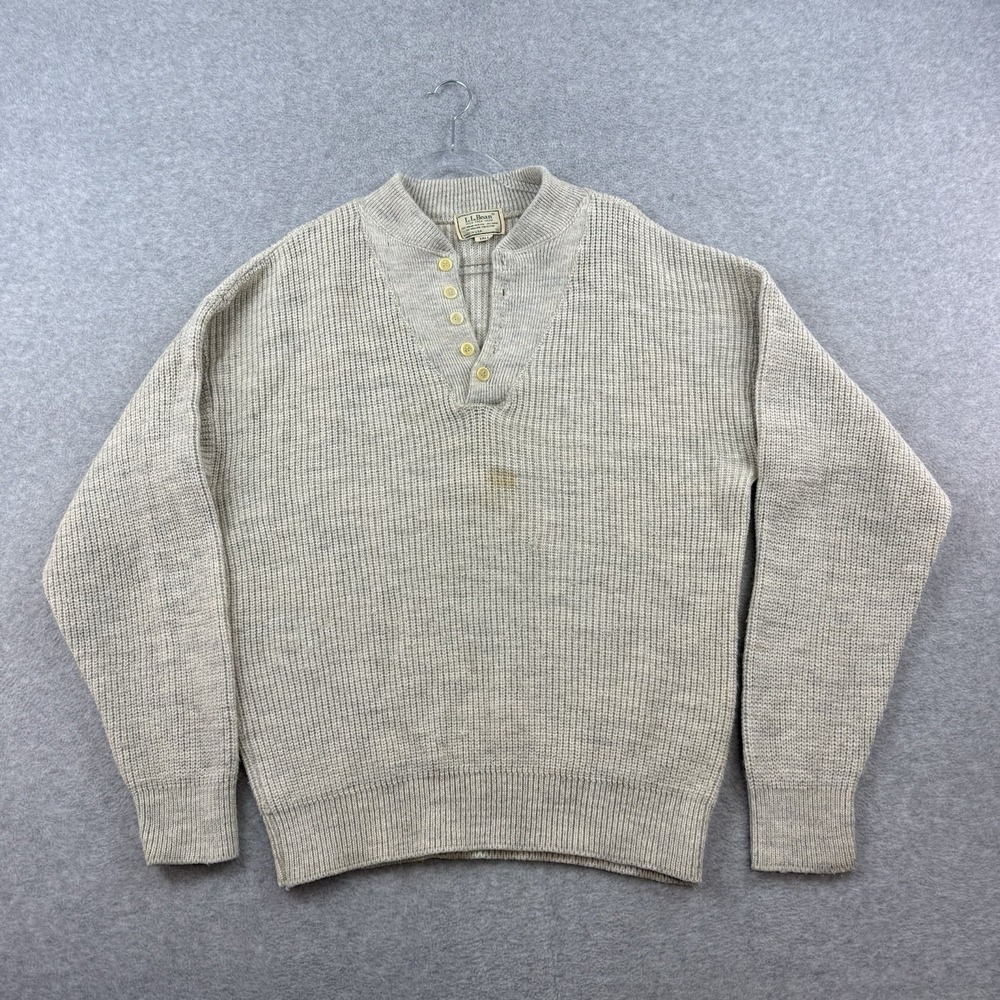 Vintage L.L. Bean Sweater Mens XLT Henley Wool Blend Long Sleeve High Trek Yarn*